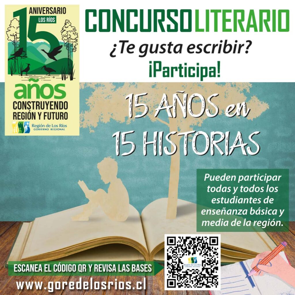 Gobierno Regional de Los Ríos informa extensión de plazo para el concurso literario “15 años en 15 historias»
