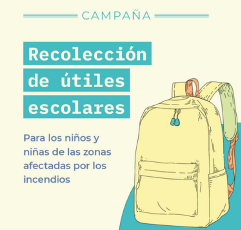 Se inició Campaña de Recolección de Artículos Escolares para niños y niñas afectados por los incendios