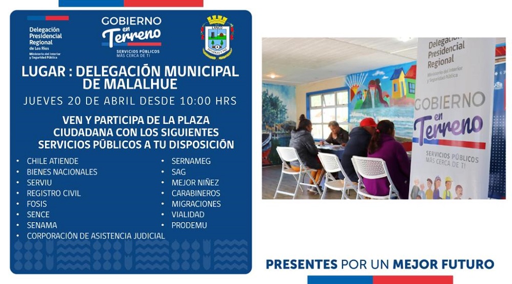 Cerca de 20 servicios públicos llegan este jueves a Malalhue en un nuevo Gobierno en Terreno