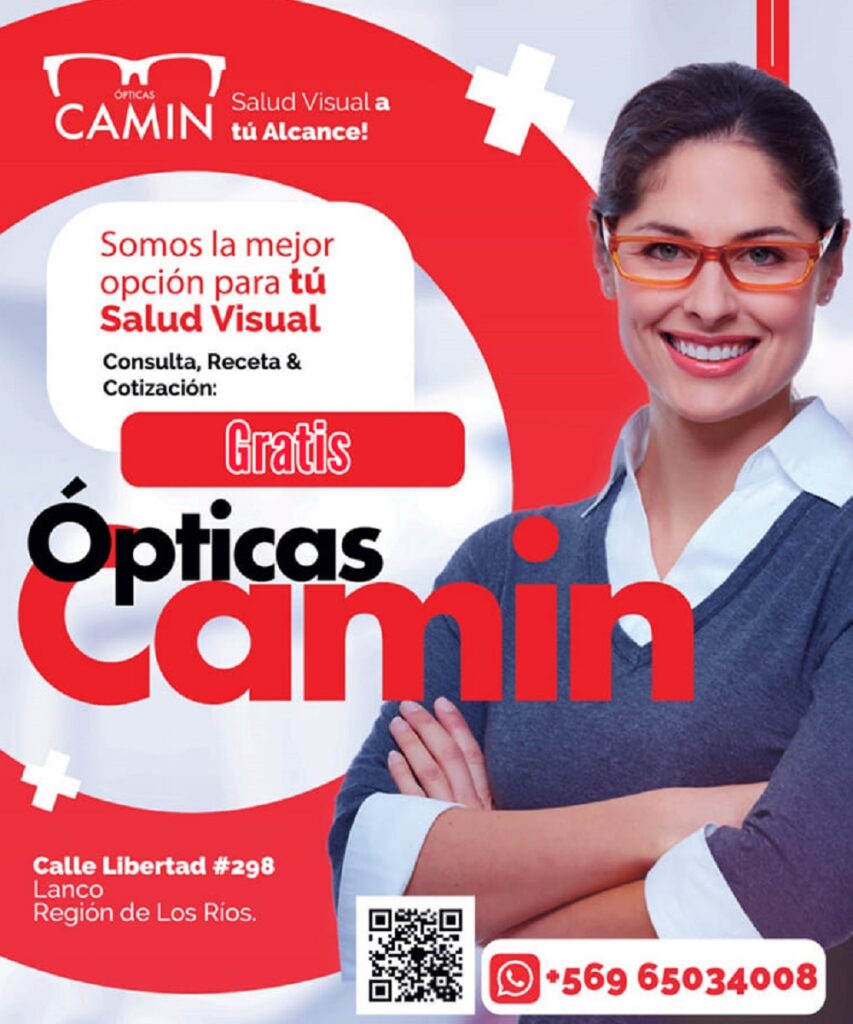 AVISO PUBLICITARIO: Óptica Camin; operativo en Lanco, día miércoles 5 de abril