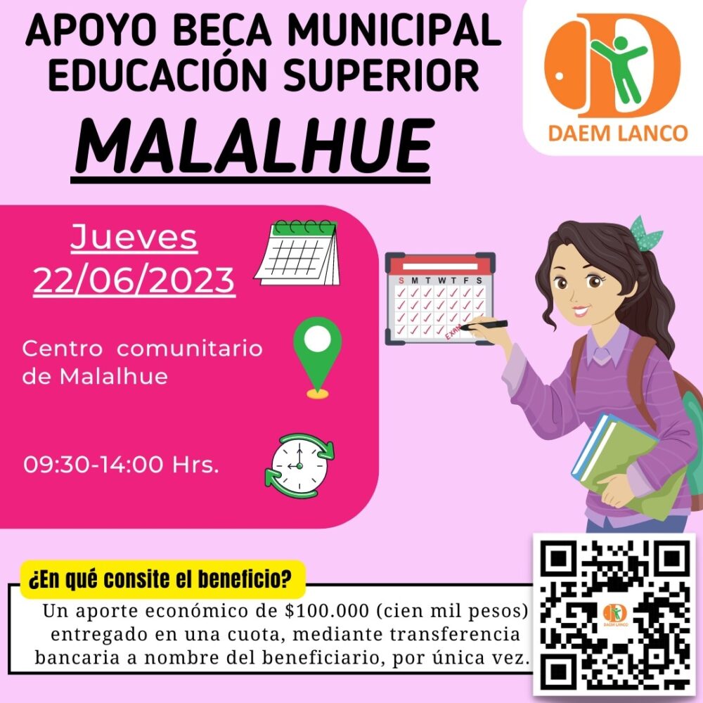 Este jueves, funcionaria del Daem entregará apoyo en Malalhue, sobre «Beca Municipal de Educación Superior»