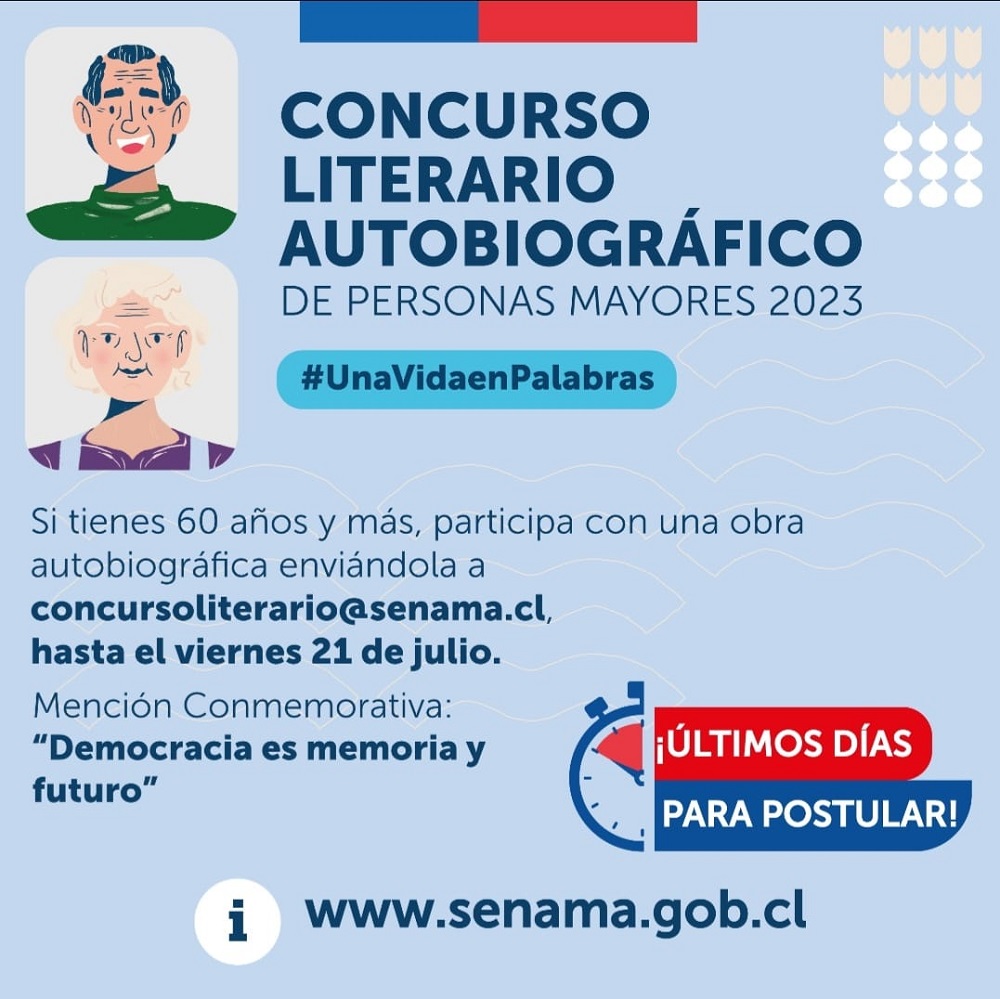 Hasta el 21 de julio se podrá participar del concurso literario autobiográfico para personas mayores