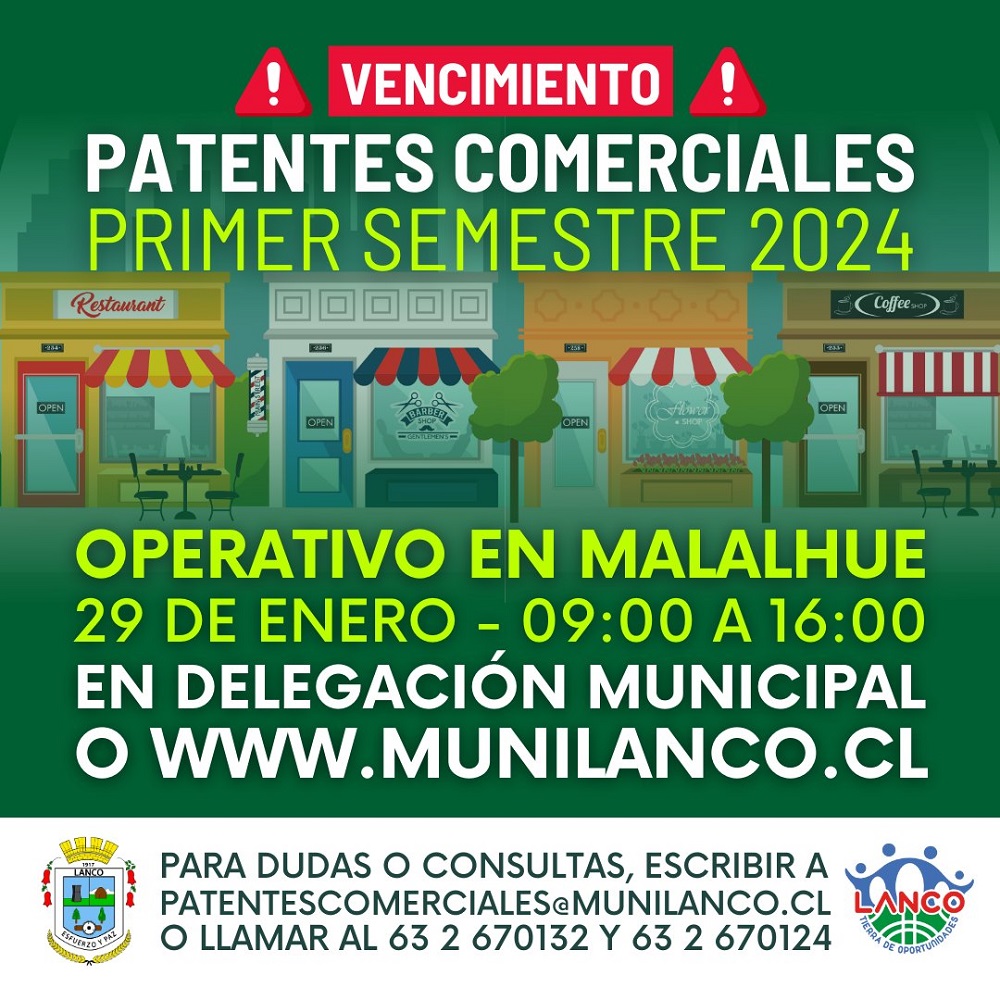 En el marco del pago de patentes comerciales, municipio de Lanco realiza atención en Malalhue este lunes 29 de enero