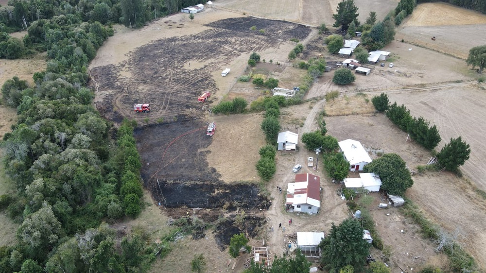 Incendio en el sector Contra-Malalhue afectó aproximadamente 6 hectáreas de terreno agrícola