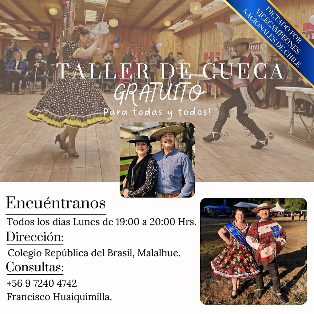 Taller gratuito de Cueca se imparte en Malalhue a partir de este Lunes