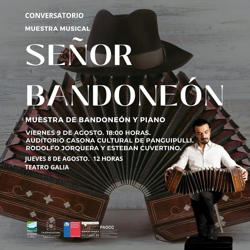 Este viernes: «Charla Conversatorio sobre la Música del Bandoneón» con Rodolfo Jorquera Fontena, en el Teatro Galia