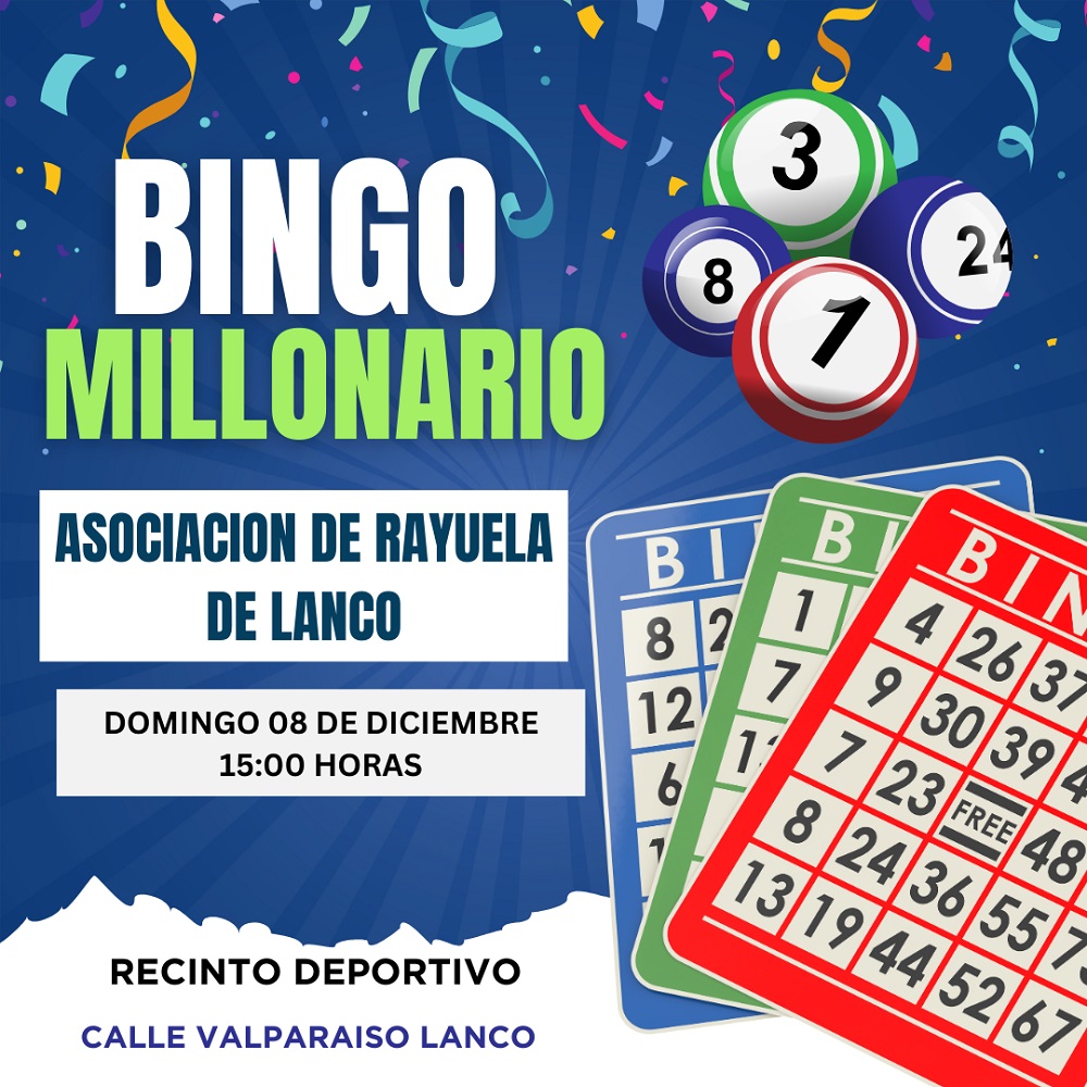 Asociación de Rayuela de Lanco invita al Gran Bingo Millonario de Fin de Año