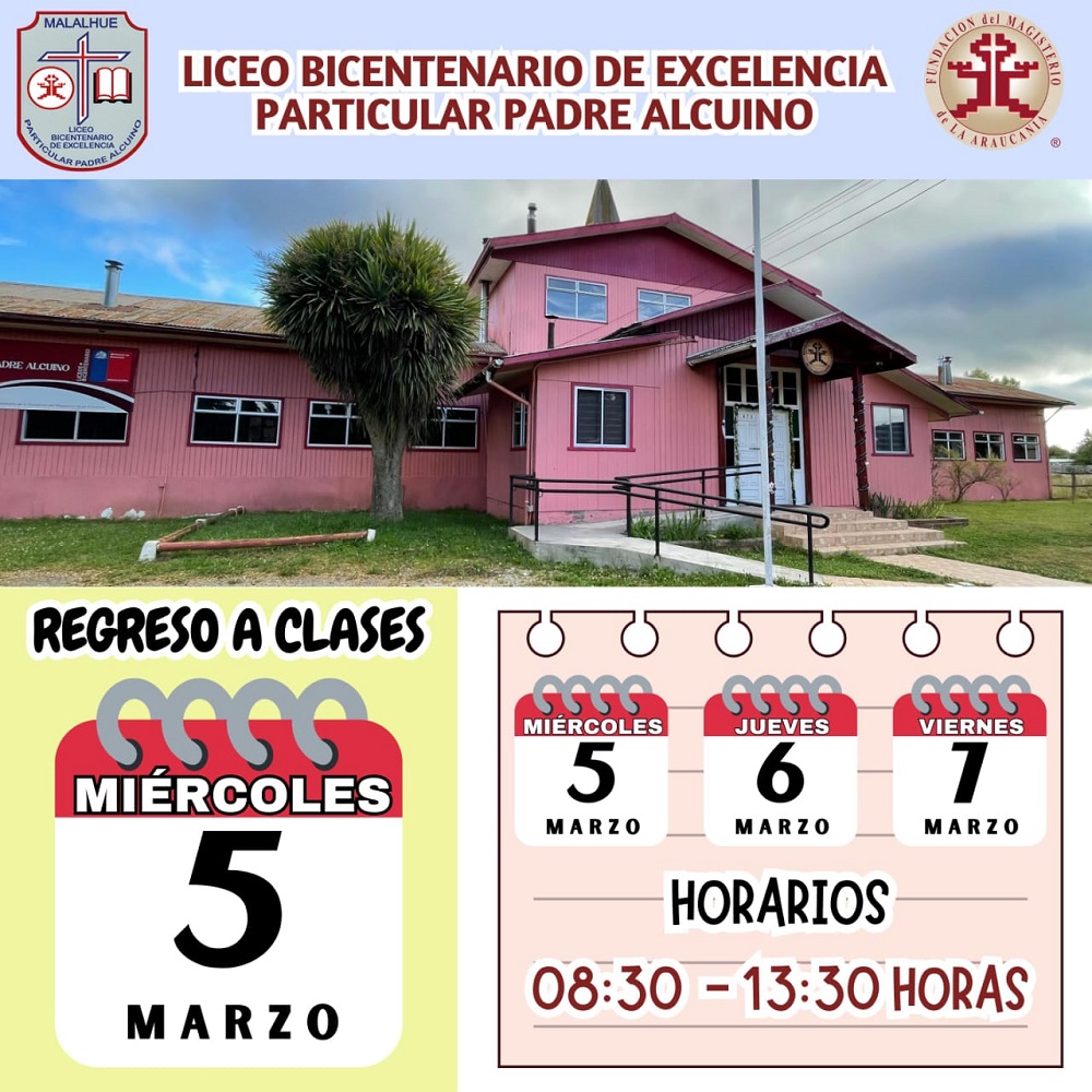 El día 05 de marzo da inicio al año escolar 2025 el liceo Bicentenario Particular Padre Alcuino de Malalhue